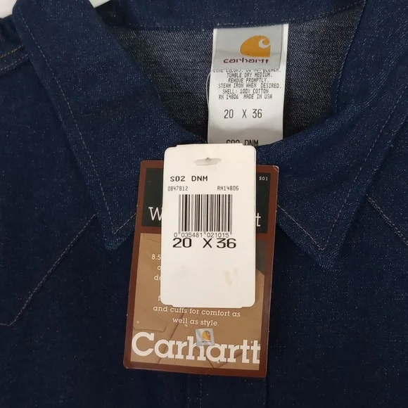 Carhartt Western Shirt 8.5oz Cotton Heavy Duty Pearl Snap Size 20x36 (3x-4x) - Picture 3 of 11